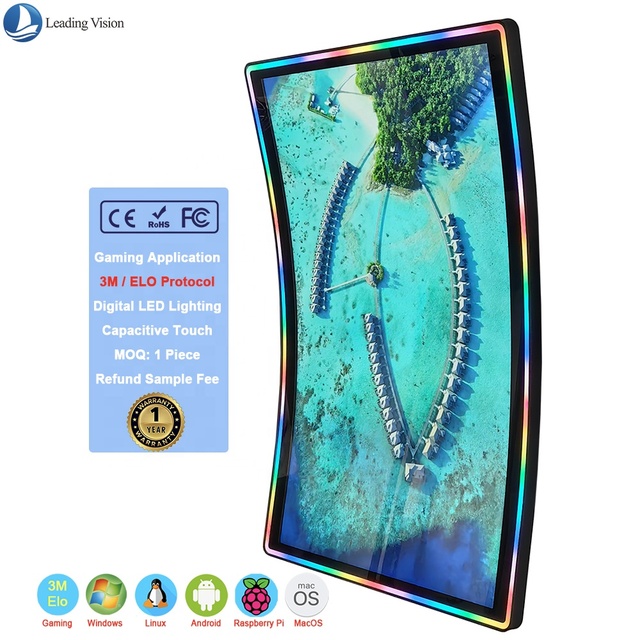 New 32/43 Inch Curved Gaming Monitor with Full HD Resolution Capacitive Touch USB/DVI/Serial Interfaces CE/FCC Certified