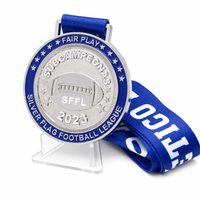 Medalla Personalizada de Flag Football, Redonda, de Aleación de Zinc Esmaltada, Premio para Campeón de Liga Deportiva, Competición, Finalista, Oro, Plata, Torneo