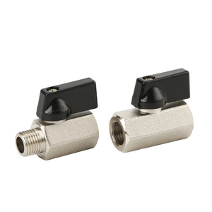 Mini-vanne à bille en cuivre à double filetage interne et externe 1/4, pompe pneumatique, vanne de tuyau d'eau, interrupteur à poignée courte, manuel - Product Image 1