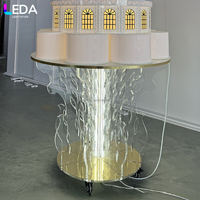 LEDA Accessoires de fête surprise de mariage Décoration de la grande tour de gâteau à roulettes mobiles Table à gâteau à LED