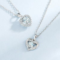 Collier Pendentif Cœur en Moissanite VVS, Plaqué Or Blanc, Argent Sterling 925, Bijou Femme, Cadeau, Diamant de Laboratoire GRA
