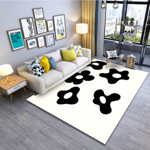 EiffelHome Tela de Terciopelo de Poliéster de Peso Medio en Blanco y Negro con Reverso Antideslizante 1000GSM, Diseño Moderno y Abstracto para el Hogar - Product Image 3