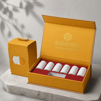 Boîte à rabat magnétique avec fenêtre et logo personnalisé, emballage de luxe en papier jaune pour ensemble de flacons de compléments alimentaires