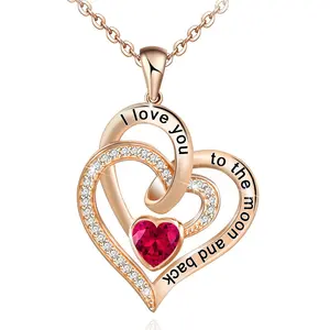 Hadiah Hari Valentine Kalung Hati Ganda Wanita Perak Murni 925 Saya Cinta Kamu Kalung Hadiah Romantis untuk Wanita