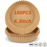 Papier de cuisson jetable en silicone de qualité alimentaire, enduit, anti-graisse, double face, grande taille, pour friteuse à air, cuisson, rôtissage, micro-ondes