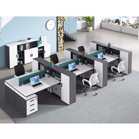 Estación de Trabajo Modular en Forma de L para 6 Personas, con Paneles de Tela, para Oficinas Abiertas, Venta al Por Mayor