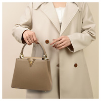 Sac à bandoulière et pochette pour femme en PU effet crocodile, avec fermoir doré en V, fermeture éclair, imperméable, rangement multi-couches et bandoulière amovible