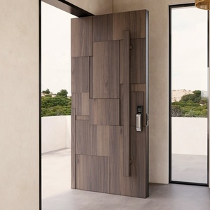 Portes pivotantes en bois massif de style européen pour villa, appartement et salon, extérieur moderne, anti-effraction, en noyer - Product Image 6