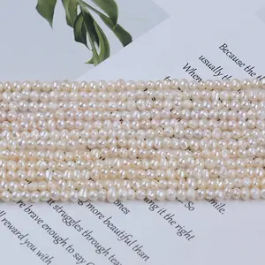 Hot Selling Freshwater 3.5-4mm Natural Pearl Potato Shape Genuine Pearls Strands Wholesale