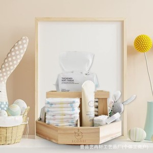 Organizador de pañales de madera, grande, cuadrado, de escritorio, con divisores extraíbles para bebés de 0 a 12 meses - Product Image 2