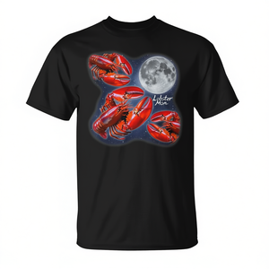 Camiseta Three Lobster Moon, camiseta negra con cuello redondo y gráfico, talla unisex para adultos - Product Image 2