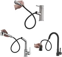 Tuyau d'arrosage noir pour robinet extractible avec revêtement en nylon tressé, flexible, pour cuisine, remplacement pour robinets extractibles