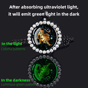 Joyería luminosa Parejas 12 Constelaciones colgante con incrustaciones de diamantes de imitación Hip-hop collar - Product Image 4