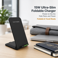 Support de chargeur sans fil magnétique 15W avec port Type-C, design pliable, lumière LED, support de charge de bureau 3-en-1 pour smartphones