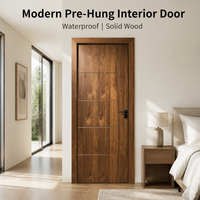 Kit d'installation de porte intérieure pré-assemblée moderne en bois massif rainuré, étanche, pour projets de construction résidentielle aux États-Unis
