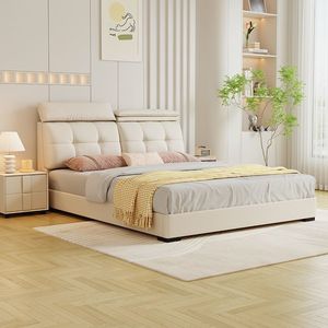 Cama Doble de 1.8m Estilo Italiano con Almacenamiento, Cojín Suave, Base Baja, Diseño Moderno, Cama Matrimonial para Recámara Principal - Product Image 1