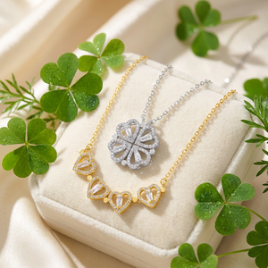 Collar Clásico <span class=keywords><strong>de</strong></span> <span class=keywords><strong>Plata</strong></span> <span class=keywords><strong>de</strong></span> Ley <span class=keywords><strong>925</strong></span> con Colgante Magnético <span class=keywords><strong>de</strong></span> Trébol <span class=keywords><strong>de</strong></span> Cuatro Hojas Dos en Uno, Joyería <span class=keywords><strong>de</strong></span> Doble Uso para Mujer - Product Image 1