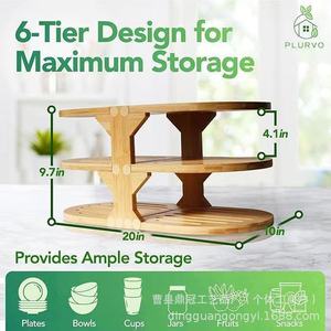 Wooden Multi Layer Storage Rack 3 Tier Kitchen Organizer For Tableware And Snacks <b>Desktop</b> <b>Shelf</b> With Adjustable Design - Product Image 5