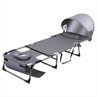 Chaise pliante double usage pour le camping en plein air et le jardin, pour s'asseoir/s'allonger, chaise longue de plage portable avec structure en acier