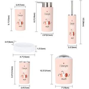 Ensemble d'accessoires de salle de bain 6 pièces avec des cerises mignonnes Impression d'été Slogan drôle Laiton/Acier inoxydable Finition Vous Cerise Beaucoup! - Product Image 2