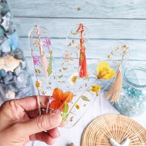 Marcapáginas <span class=keywords><strong>de</strong></span> resina personalizado, flor seca real prensada, marcapáginas hecho a mano, regalo para ella - Product Image 2