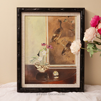 Peintures de paysages européens, fleurs, art mural vintage, cadre en bois, décoration murale de luxe pour mariage, toile, décoration intérieure
