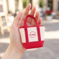 Sac fourre-tout personnalisé pliable en toile brodée bicolore avec fermeture éclair, mini pochette de rangement pour accessoires, pièces de monnaie et clés