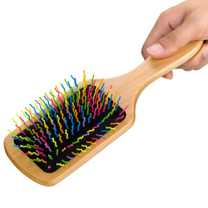 Peigne à coussin d'air arc-en-ciel, grand peigne en bois pour massage et coiffage des cheveux, antistatique - Product Image 5