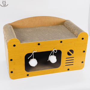 Casa para Gatos <span class=keywords><strong>de</strong></span> Doble Capa para Todas las Estaciones, Diseño Vertical Integrado con Patas <span class=keywords><strong>de</strong></span> Gato, Resistente al Desgaste y Antideslizante, Sofá <span class=keywords><strong>de</strong></span> Juguete para Gatos Tipo Villa - Product Image 1