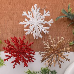 LINGKAI Glitter <b>Flocked</b> Snowflake Hanging Ornament Textured Snow Shape Pendant for Xmas <b>Tree</b> Winter Holiday Home Decor - Product Image 2