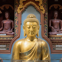 Statue de Bouddha antique en cuivre pour décoration religieuse ou culturelle extérieure, sculpture en résine de fibre de verre résistante à la corrosion