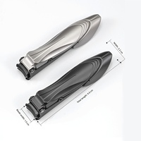 Focstar Nouveau Coupe-ongles anti-éclaboussures en acier inoxydable à lame incurvée et tranchante, grande taille, portable, à ouverture large pour ongles épais des doigts et des orteils
