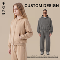 Vente en gros : Sweat à capuche zippé pour homme, personnalisable avec logo, doublure polaire 350G, coupe courte et ample, avec poche plaquée, en mélange de coton