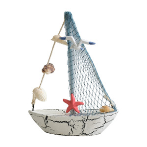 Ornement de voilier en forme de coquillage, 2 pièces, décoration de bateau en bois de style méditerranéen pour le salon, cadeau d'anniversaire - Product Image 4