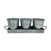 JASION Set 3 Pot Tanaman Bunga Herbal Taman Dalam & Luar Ruangan Ramah Lingkungan, Berbahan Logam Galvanis Lapis Bubuk Food Grade, Model Kotak Vintage