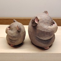 Holzfigur Hamster Massivholz Geschnitzte Niedliche Wütende Maus Statue Desktop Heimdekoration Ornament Tierkreiszeichen Geschenk für Schreibtisch Regal
