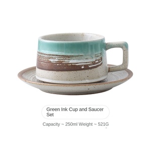 Tasse à café de style japonais écologique avec soucoupe et plateau de vente directe d'usine - Product Image 3