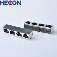 RJ-45 Rj45 Konnektör RJ45 1x4 Portlu Modüler Jak Sağ Açılı LED'siz Dişi Soket Konnektör