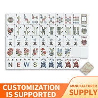 Jeu de Mahjong en Acrylique Marbre Clair Américain, 160 Tuiles, Tuiles en Cristal Façonnées à la Main, Coffret Cadeau pour Usage Domestique, Jeux de Cartes et d'Échecs