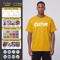 T-shirt surdimensionné pour homme, logo imprimé personnalisé, épaules tombantes, col rond côtelé, streetwear, 100% coton, tee-shirt de luxe, MOQ 1