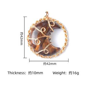 Collier Pendentif Lune Enveloppée en <span class=keywords><strong>Pierre</strong></span> Naturelle de Guérison, Bijou Tendance en Cristal, Idéal Cadeau pour Femme - Vente Flash - Product Image 4