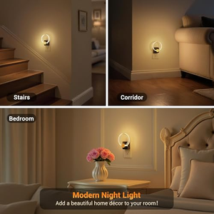 Luz Nocturna LED 180 °   Luces Nocturnas Circulares de Acrílico con Sensor Giratorio, Regulables, Luz Blanca Cálida, para Dormitorio - Product Image 3