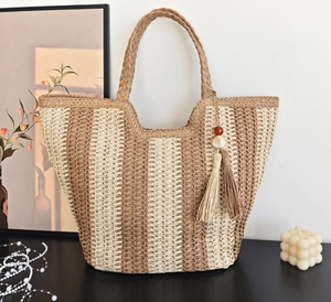 Grand Sac à Bandoulière en Crochet de Grande Capacité, Fourre-tout Tressé de Luxe Fait Main pour <span class=keywords><strong>Femme</strong></span>, Tendance Été, Idéal Plage et Vacances, Fermeture Éclair Décontractée - Product Image 6