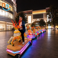 Joy2fun Tren Comercial sin Rieles, Tren Eléctrico sin Rieles para Interiores con Batería de Litio, Autobús de Juguete con Forma de Animal