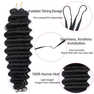 Extensions de cheveux vietnamiennes en <span class=keywords><strong>plumes</strong></span> pour grossistes, double trame, crochet, 100 % cheveux humains vierges, bouclés profonds - Product Image 2