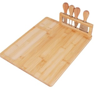 Ensemble de couteaux à fromage en bambou avec manche en bois 35x28x1,5 cm pour le service et le rangement des plats occidentaux - Product Image 2