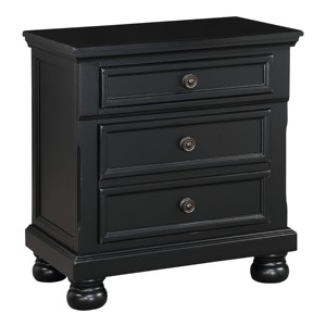 Black Finish Nightstand With Hidden <b>Drawer</b> Casual Transitional Bed <b>Side</b> Table - Product Image 1