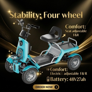 Scooter Eléctrico para Adultos de 4 Ruedas, 48V 500W, Suspensión Hidráulica de 13 Pulgadas, Asiento Ajustable, Velocidad 25km/h, Scooter de Movilidad para Desplazamientos - Product Image 3