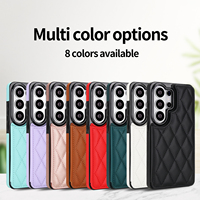 Étui de protection élégant en cuir matelassé PU pour Galaxy S25 S26, design effet peau de laine, avec plusieurs emplacements pour cartes quotidiennes