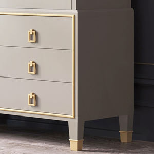 ארון תצוגה מעץ מלא אלגנטי עם דלת זכוכית מגולף דלת סלון לשימוש ביתי - Product Image 3